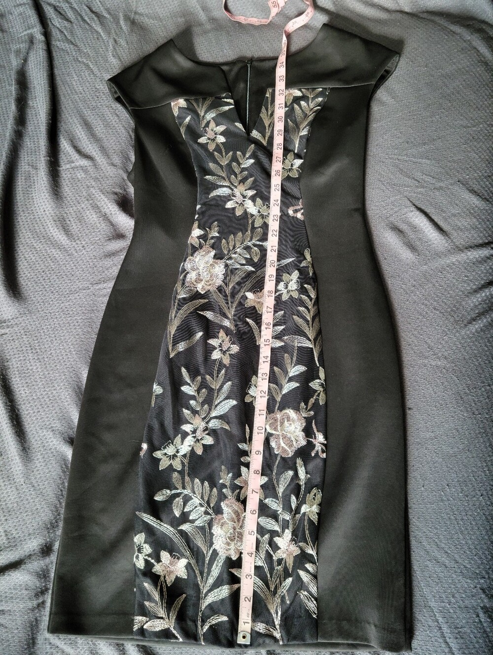 connected apparel Black Midi Dress with Silver Floral Embroidery - Picture 8 of 11